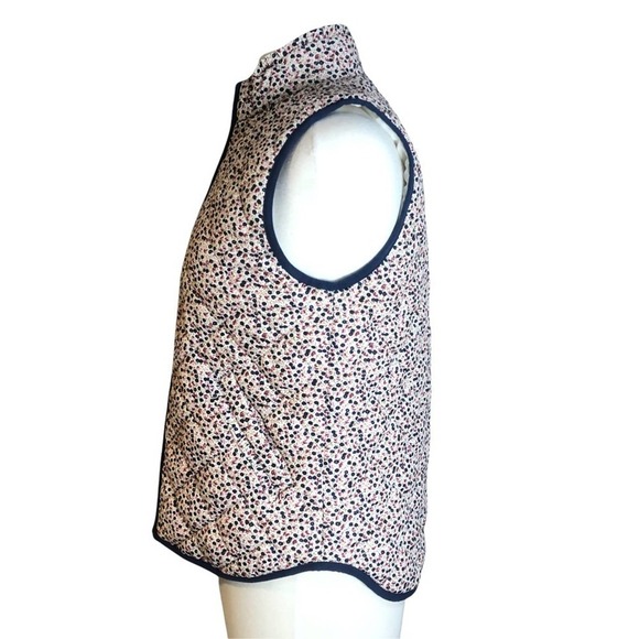 J. Crew Mercantile Pink Blue Micro-Floral Quilted Puffer Vest NWT Small - Picture 5 of 12